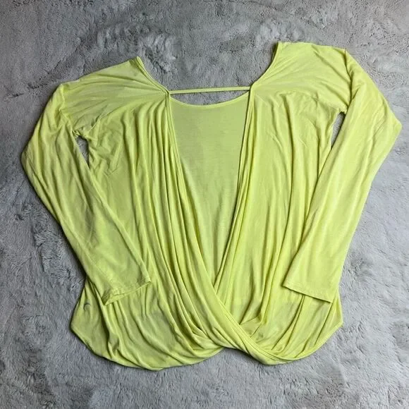Zyia Active Top Womens Size Medium Open Back Namaste Long Sleeve Yellow - Picture 7 of 8